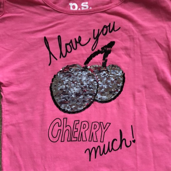 P.S. from Aeropostale “I love you cherry much” flip sequin tee with tie sleeves - Picture 3 of 6